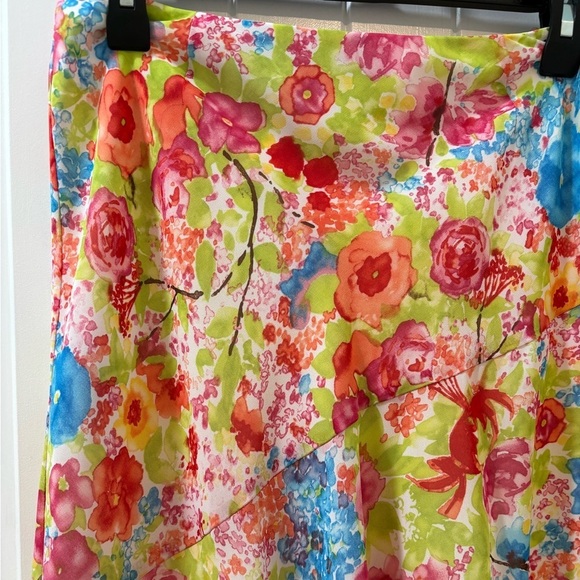 Nine & Company Asymmetrical Floral Ruffle Midi Skirt Vintage Y2K Size 4 - Picture 2 of 7